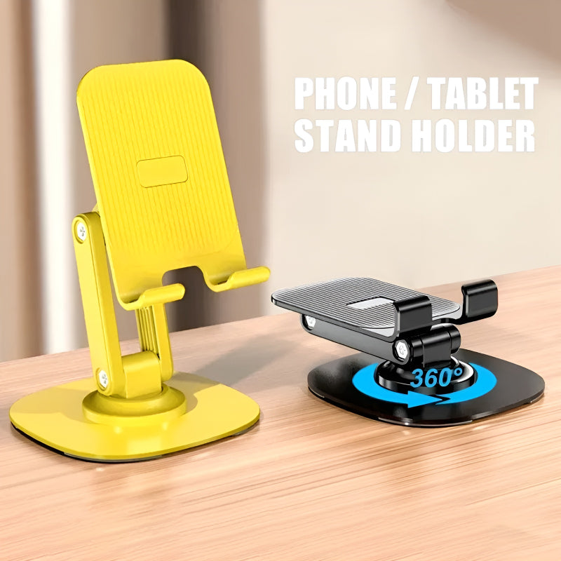 S118 Collapsible Telescopic Phone/Tablet Stand – 360° Rotation, Weighted Alloy Base and Anti-Shake Design