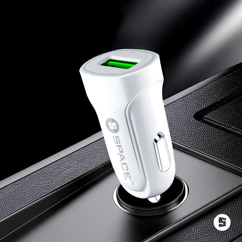 SPACE CC-150 Single Port USB Car Charger – 2.4A Fast Charging with Included Micro USB Cable