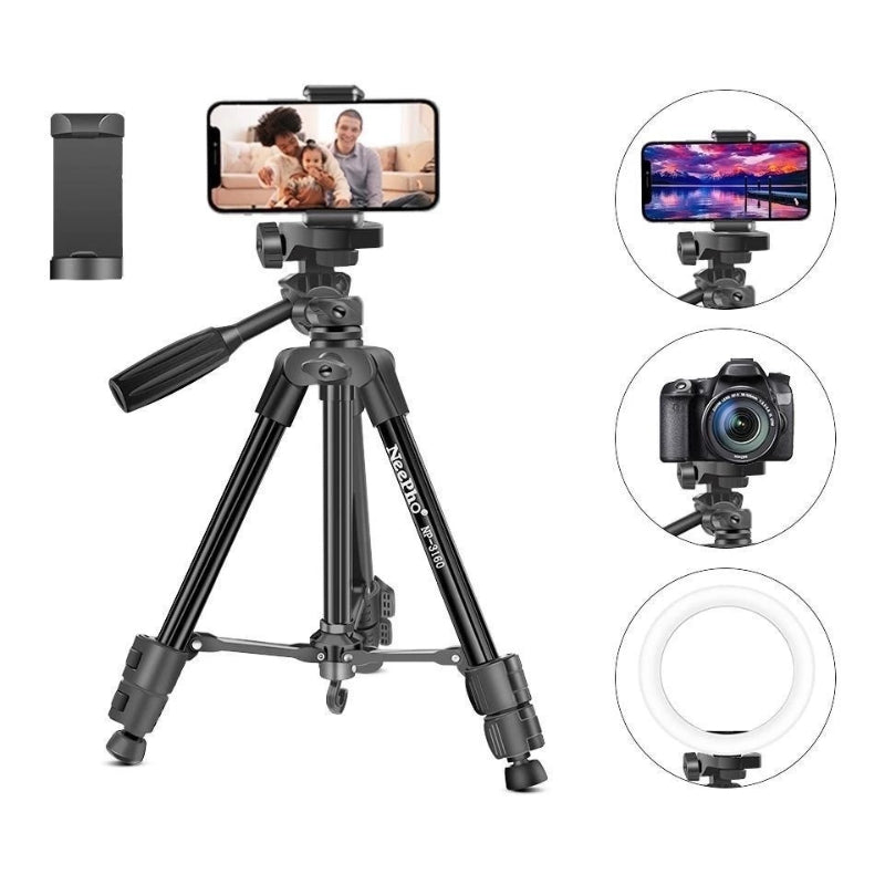 NeePho NP-3180 Professional Tripod Stand – Lightweight Aluminum Alloy, 360° Rotation, for DSLR Cameras & Smartphones